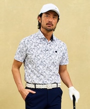 《大人気につき追加生産決定！》【MEN】【吸水速乾/UVカット】リーフ柄 ポロシャツ