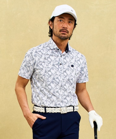 《大人気につき追加生産決定！》【MEN】【吸水速乾/UVカット】リーフ柄 ポロシャツ