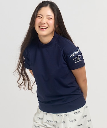 【辻梨恵プロ着用】【UVカット】モックネックシャツ　１枚で着られる万能カットソー