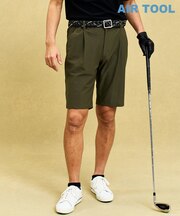 【MEN】機能に優れた新素材「AIR TOOL」で暑い夏を快適に ワンタックショートパンツ 接触冷感 UVカット 高通気 ストレッチ イージーケア