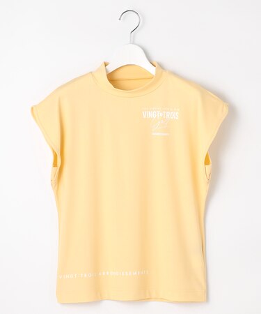 【WOMEN】フレンチスリーブストレッチモックネック