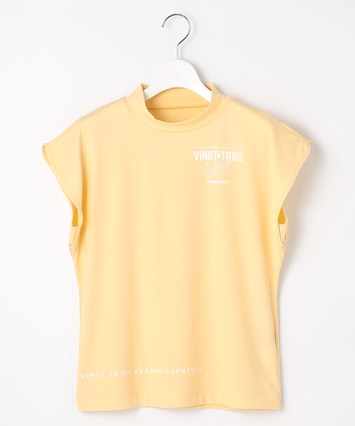 【WOMEN】フレンチスリーブストレッチモックネック