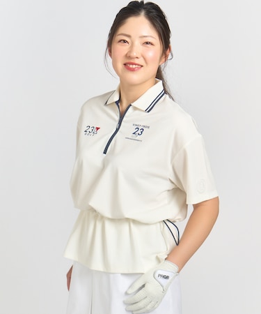 【辻梨恵プロ着用】ウェストドローコードポロ ストレッチ UVケア スムース素材