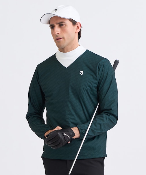 【MEN】エアリージャージストレッチプルオーバー フェイクレイヤード