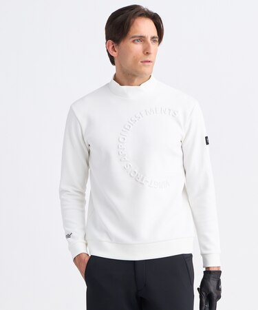 【MEN】エンボスロゴダンボールモックネック 吸水速乾 UVカット