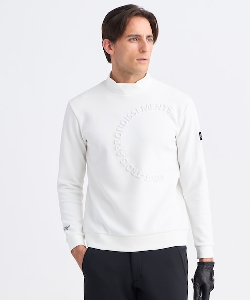 【MEN】エンボスロゴダンボールモックネック 吸水速乾 UVカット