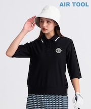 【WOMEN】AIR TOOL七分袖ポロシャツ シワになりくい 蒸れにくい UVケア ストレッチ