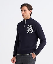 【MEN】ロゴグラフィックもちもちニット