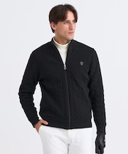 【MEN】ケーブルジップアップカーディガン　防風裏地付き