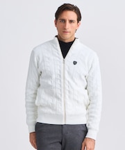 【MEN】ケーブルジップアップカーディガン　防風裏地付き