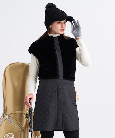 【WOMEN】ファー&キルトコンビワンピース