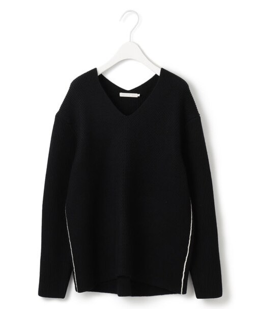 【マガジン掲載】 ウールポリエステルバルキー Vネックニット(番号CL24)