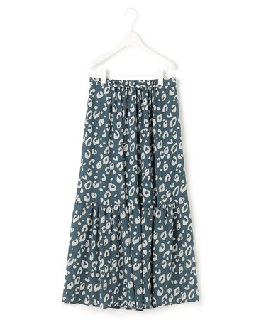 【洗える】レオパードプリント ティアードスカート