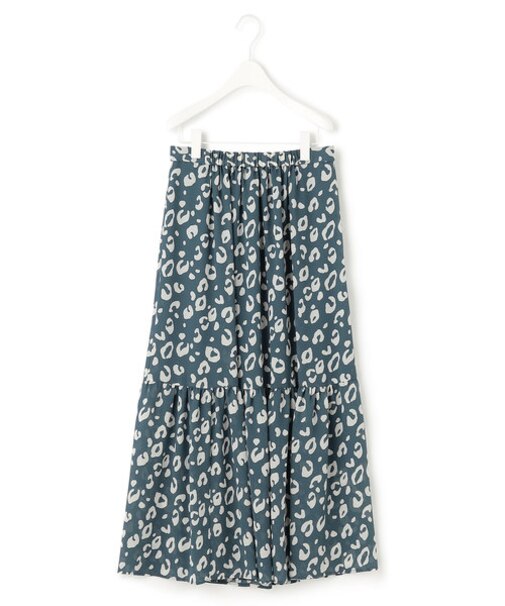 【洗える】レオパードプリント ティアードスカート