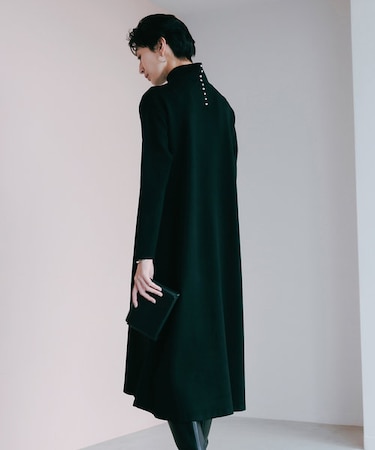 【洗える】 ウールブレンドスムース フレアニットワンピース