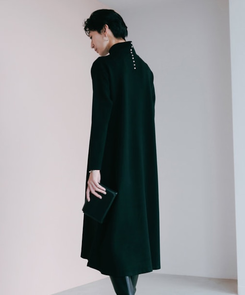 【洗える】 ウールブレンドスムース フレアニットワンピース