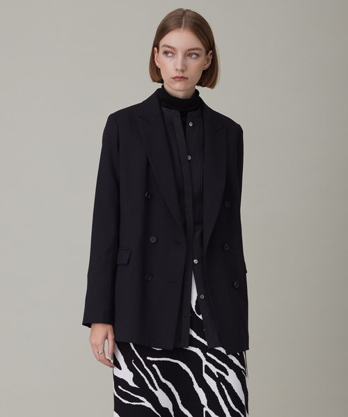 【洗える】ウール2WAYストレッチ ダブルブレストジャケット 洗える】ウール2WAYストレッチ ダブルブレストジャケット｜アイ