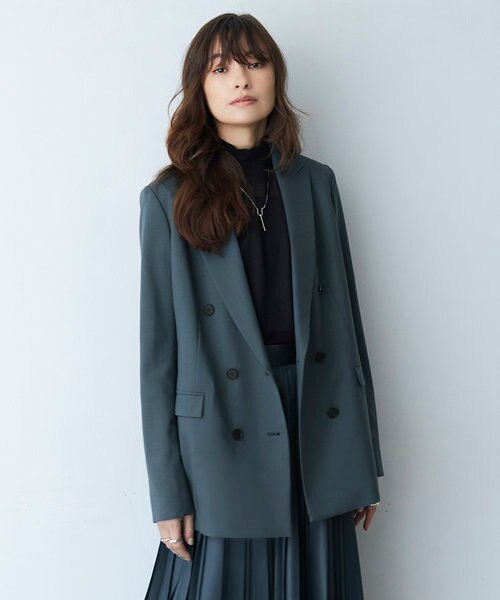 【洗える】ウール2WAYストレッチ ダブルブレストジャケット 洗える】ウール2WAYストレッチ ダブルブレストジャケット｜アイ