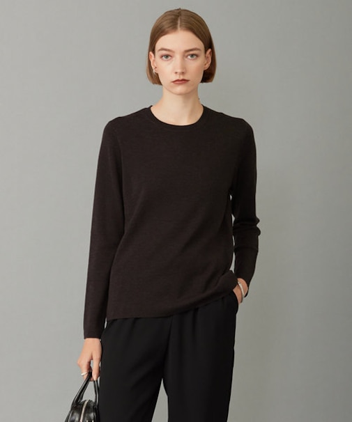 【洗える】エクストラファインメリノ クルーネックプルオーバー