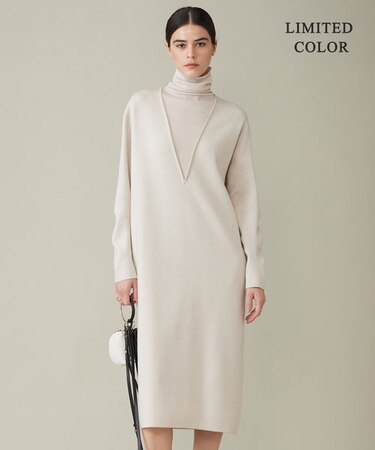 【WEB限定カラーあり】ウールブレンドスムース レイヤードデザインワンピース