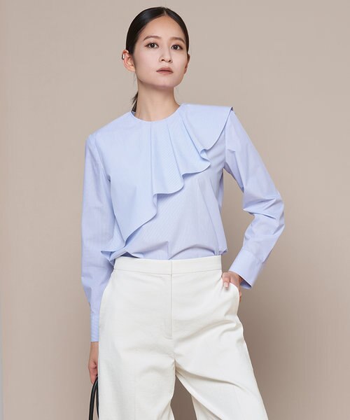 洗える】クリーンブロード ラッフルデザインブラウス｜アイシービーの