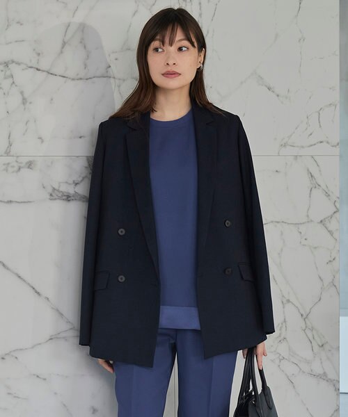 接触冷感・UVケア・撥水・洗える】 LooseWeave ダブルブレスト