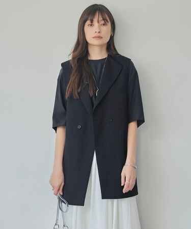 【接触冷感・UVケア・撥水・洗える】 LooseWeave ノーカラージレ