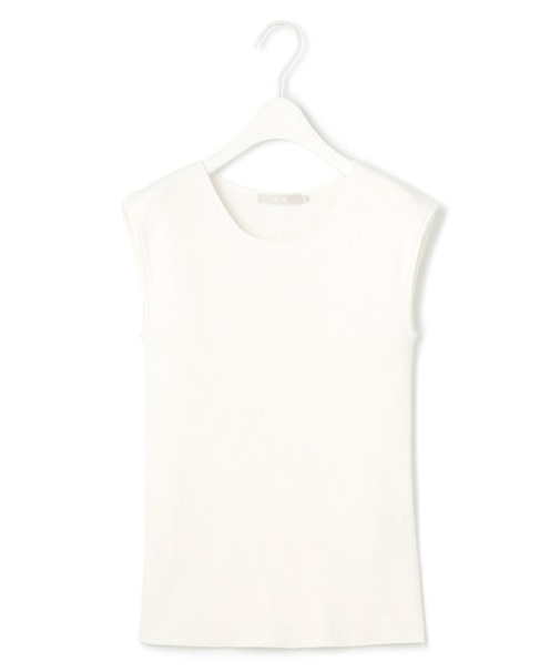 【UVカット・洗える】 オーガニックコットンリブ ノースリーブニット