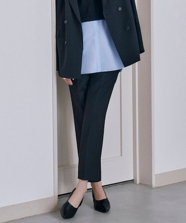 【洗える】ウール2WAYストレッチ ドロストパンツ