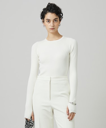 【CLASSY.1月号掲載・洗える】ハイゲージリブベーシック プルオーバーニット