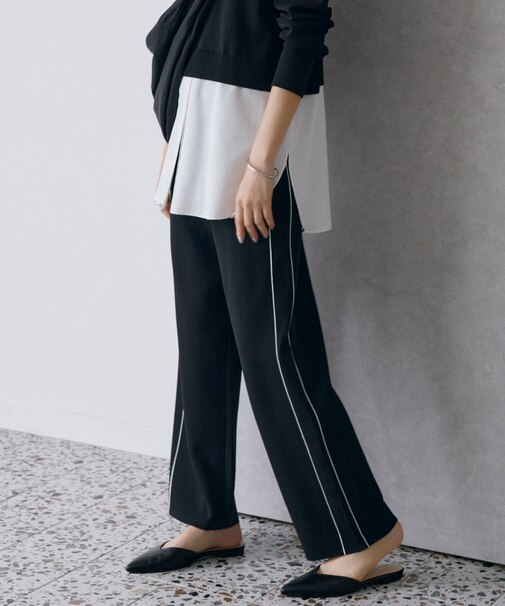 【洗える】シンセティックダブルフェイス  ニットトラックパンツ