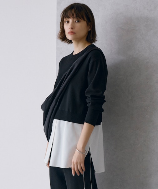 【WEB&一部店舗限定カラーあり】クロスコンビ ニットプルオーバー