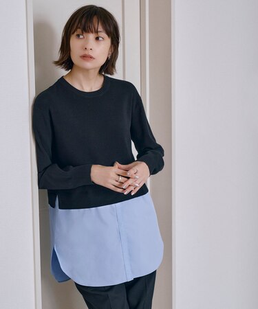 【WEB&一部店舗限定カラーあり】クロスコンビ ニットプルオーバー