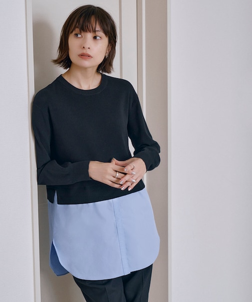 【WEB&一部店舗限定カラーあり】クロスコンビ ニットプルオーバー