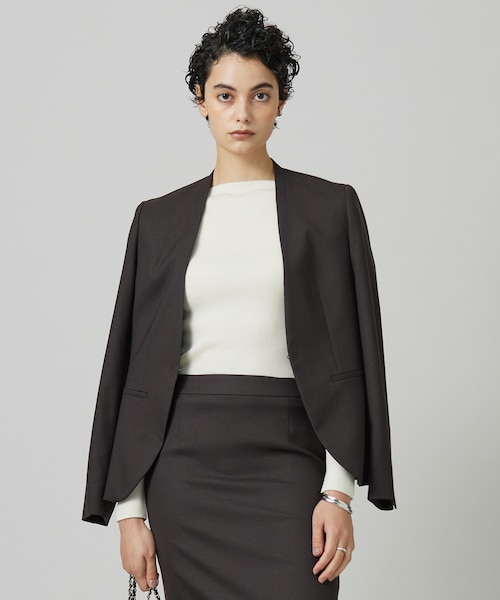 美品⭐️ICBウールストレッチジャケット ICB 【先行予約】ウールストレッチツイル ノーカラージャケット