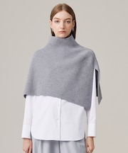 【洗える】ウールポリエステルニットケープ