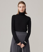 【洗える】リヨセルカシミヤスムース ハイネックカットソー