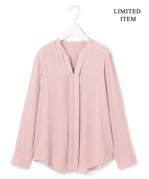 【WEB限定・UVケア・速乾・洗える】BackSatinAmunzen キーネックブラウス