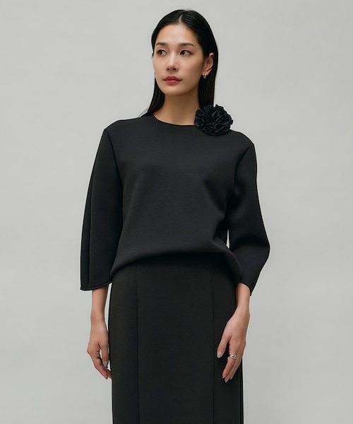 洗える】コンパクトモクロディ バンドカラーカットソー[ボール