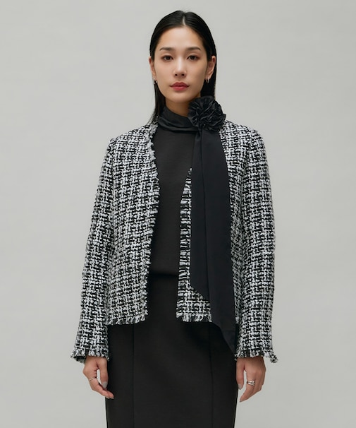 【CLASSY.1月号掲載】ルレックスツイード ノーカラージャケット