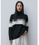 【CLASSY.1月号掲載・洗える】ソフトカシミヤミックス 配色ボーダーハイネックニット