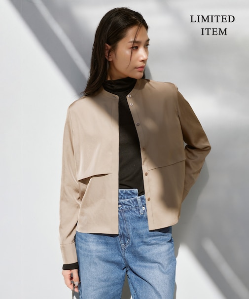 【WEB限定・洗える】シルキーツイル  クロップドシャツ