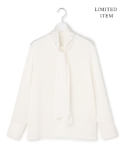 【WEB限定】 ドレープサテン ボウタイブラウス