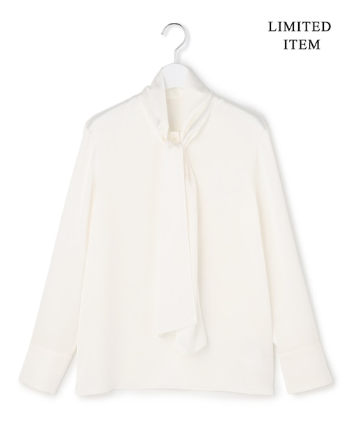 【WEB限定】 ドレープサテン ボウタイブラウス
