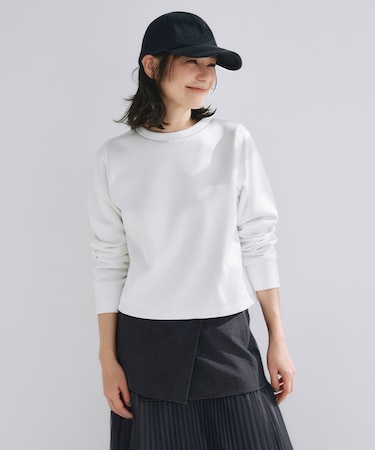 【洗える】サテンボンディング クルーネックプルオーバー