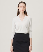 【洗える】 シンセティックフルニードル Vネックプルオーバー