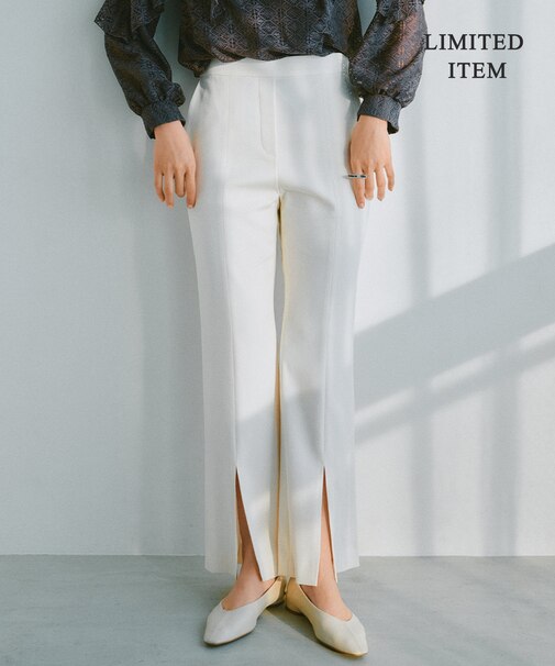【WEB限定・洗える】キュプラハイパワーストレッチ セミフレアパンツ