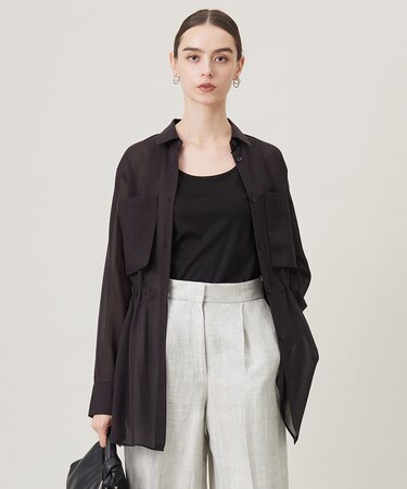 【洗える】 PlaXシアーオーガンジー シャツ