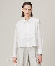 【洗える】 クリーンブロード クロップドブラウス