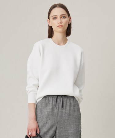 【WEB限定カラーあり・洗える】コットンポリエステルスムース  ニットプルオーバー